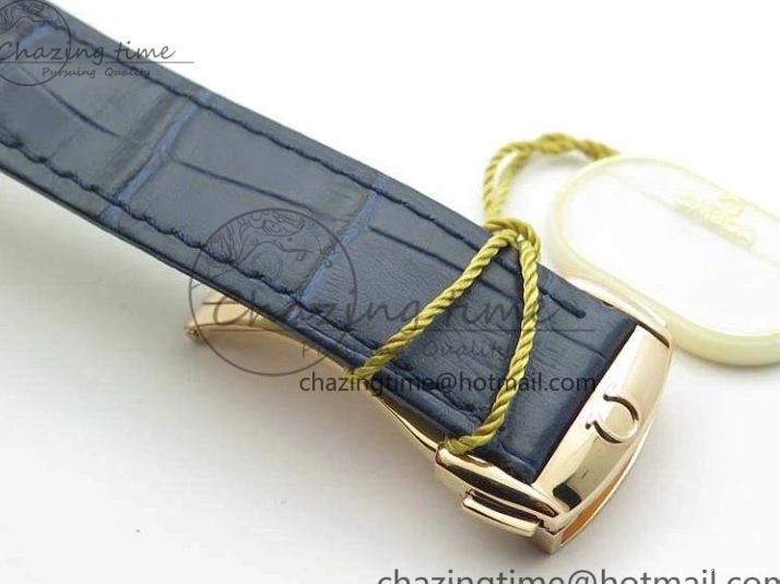 1230 QuickDry De Ville Chronograph RG OMF 1:1 Best Edition Blue Dial On Blue Leather Strap A 8107